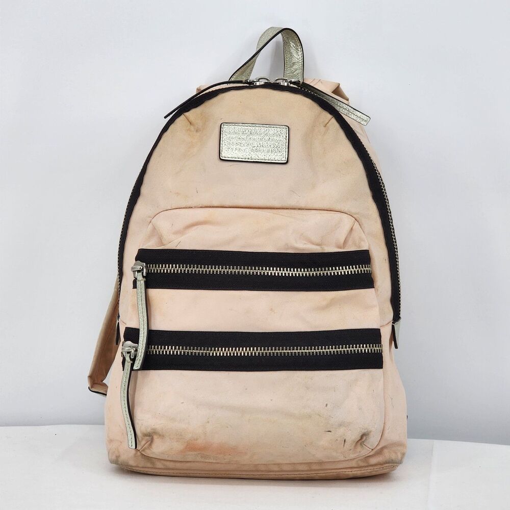 Marc by Marc Jacobs Domo Arigato Packrat Backpack Pink Nylon Leather Trim